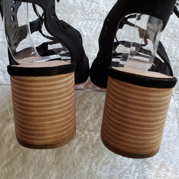 BP Decker Black Laser Cut Lace Up Sandals - Picture 10 of 15